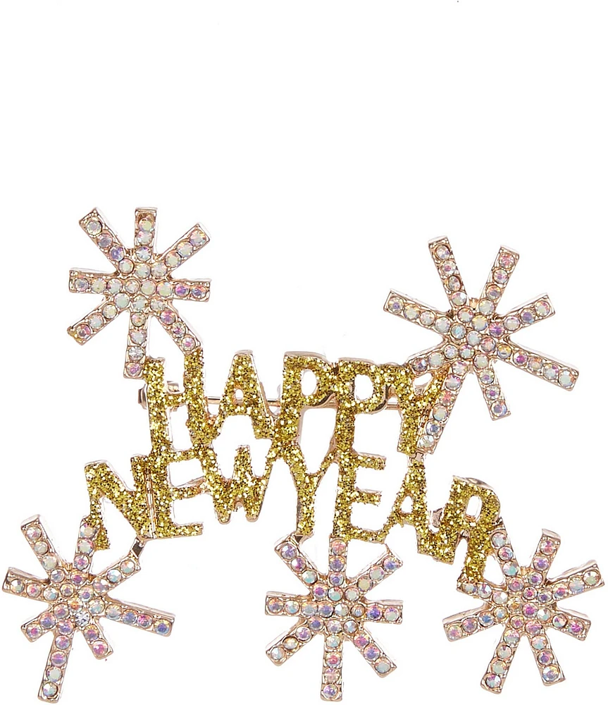 Merry & Bright Happy New Year Brooch