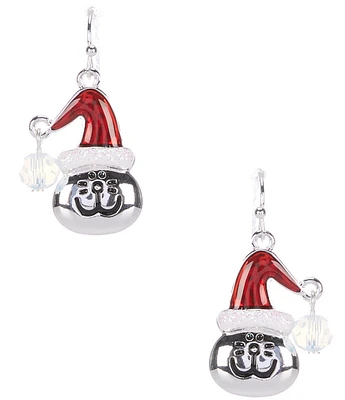 Merry & Bright Happy Santa Christmas Cat Drop Earrings