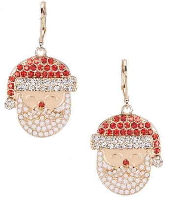 Merry & Bright Happy Santa Face Christmas Drop Earrings