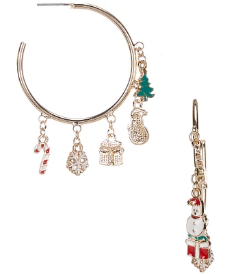 Merry & Bright Holiday Charms Hoop Earrings