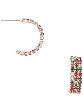 Merry & Bright Holiday Crystal Hoop Earrings