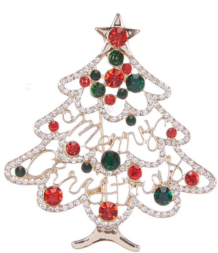 Merry & Bright Merry Christmas Multi Crystal Brooch