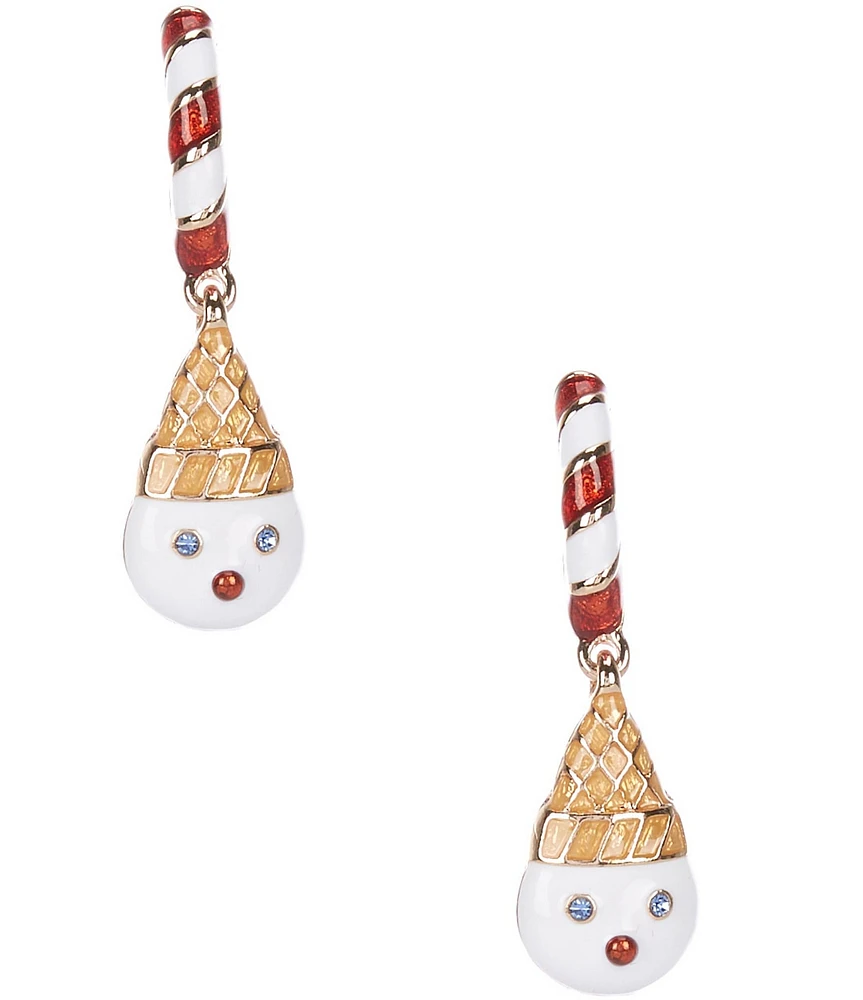 Merry & Bright Mr. Bingle Candy Cane Christmas Hoop Earrings