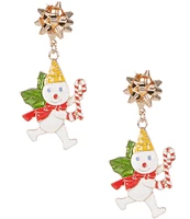 Merry & Bright Mr. Bingle Christmas Bow Accent Drop Earrings