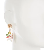 Merry & Bright Mr. Bingle Christmas Bow Accent Drop Earrings