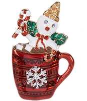 Merry & Bright Mr. Bingle In Hot Cocoa Mug Christmas Pin