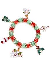 Merry & Bright Mr. Bingle Multi Charm Drop Christmas Stretch Bracelet