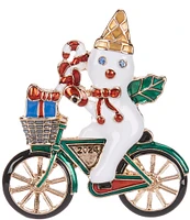 Merry & Bright Mr. Bingle Riding Bicycle Christmas Pin