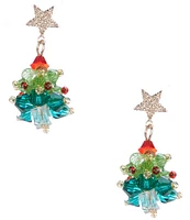 Merry & Bright Multi Color Bead Cluster Christmas Tree Drop Earrings