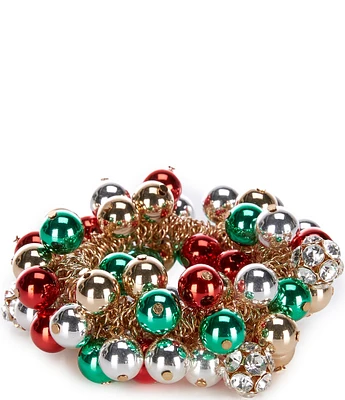 Merry & Bright Multi Color Crystal Fireball Christmas Stretch Bracelet