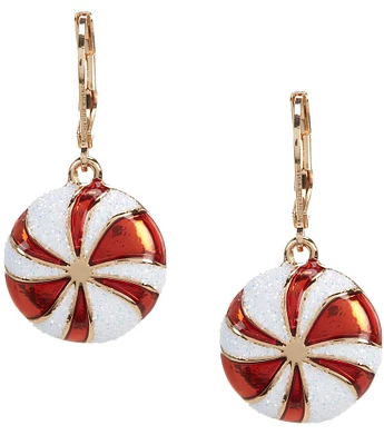 Merry & Bright Peppermint Candy Christmas Drop Earrings