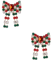 Merry & Bright Red Christmas Bow Drop Earrings