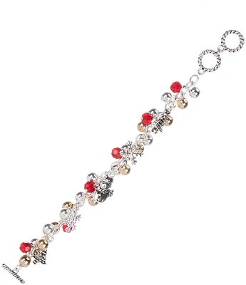 Merry & Bright Siam Bead Multi Christmas Charm Line Bracelet