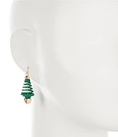 Merry & Bright Spiral Glitter Christmas Tree Drop Earrings