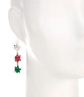 Merry & Bright Tri Color Christmas Bow Linear Earrings