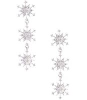 Merry & Bright Triple Crystal Snowflake Christmas Statement Drop Earrings