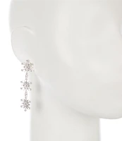 Merry & Bright Triple Crystal Snowflake Christmas Statement Drop Earrings