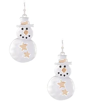 Merry & Bright Two Tone Christmas Snowman Drop Earrings