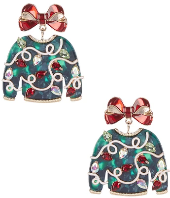 Merry & Bright Ugly Christmas Sweater Drop Earrings