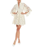 Mestiza New York Carmen Lace V-Neck Elbow Sleeve Mini Dress