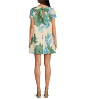 Mestiza New York Cecily Convertible Floral Print Round Neck Short Sleeve A-Line Dress