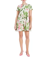 Mestiza New York Cecily Stretch Crepe Floral Print Round Neck Short Sleeve Convertible Mini Dress