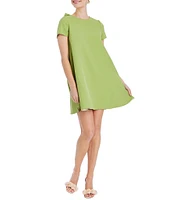 Mestiza New York Cecily Stretch Crepe Floral Print Round Neck Short Sleeve Convertible Mini Dress
