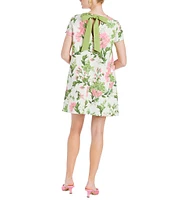 Mestiza New York Cecily Stretch Crepe Floral Print Round Neck Short Sleeve Convertible Mini Dress