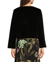 Mestiza New York Cruz Velvet Gold Embroidered Round Neck Long Sleeve Cropped Jacket