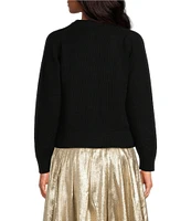 Mestiza New York Delilah Knit Crew Neck Palm Tree Embroidered Sweater