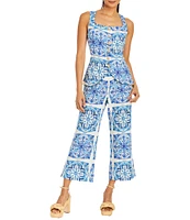 Mestiza New York Elena Printed Tailored Squared Scoop Neck Sleeveless Top