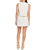 Mestiza New York Etta Jacquard Round Neck Sleeveless Scallop Top