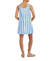 Mestiza New York Mercedes Linen Blend Santorini Stripe Scoop Neck Sleeveless Dress