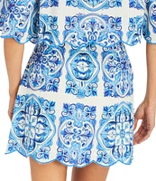 Mestiza New York Pilar Printed A-Line Scallop Mini Skirt