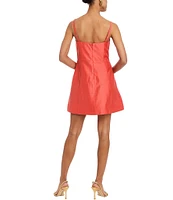 Mestiza New York Scallopini Linen Blend Organza Strapless Sleeveless Pleated Bodice A-Line Mini Dress