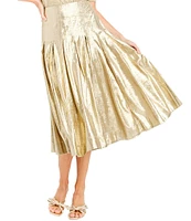 Mestiza New York Seville Metallic Box Pleat Midi Skirt