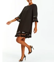 Mestiza New York Shimmy Tassel & Sequin Trim Elbow Sleeve Shift Mini Dress