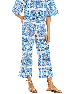 Mestiza New York Taylor Printed Flat Front Side Leg Cropped Pants