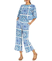 Mestiza New York Taylor Printed Flat Front Side Leg Cropped Pants