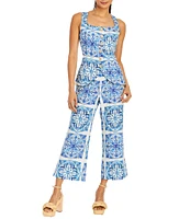 Mestiza New York Taylor Printed Flat Front Side Leg Cropped Pants