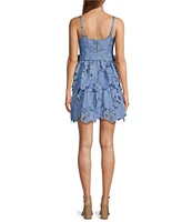 Mestiza New York Vanessa Lace Bow Square Neck Sleeveless Mini Dress