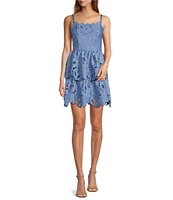 Mestiza New York Vanessa Lace Bow Square Neck Sleeveless Mini Dress