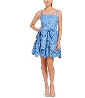 Mestiza New York Vanessa Lace Bow Square Neck Sleeveless Mini Dress