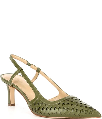 Michael Kors Alora Woven Leather Slingback Pumps