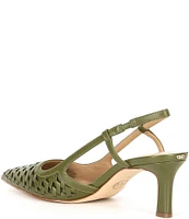 Michael Kors Alora Woven Leather Slingback Pumps