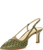 Michael Kors Alora Woven Leather Slingback Pumps