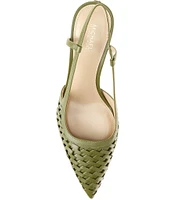 Michael Kors Alora Woven Leather Slingback Pumps