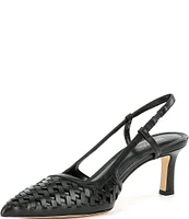 Michael Kors Alora Woven Leather Slingback Pumps