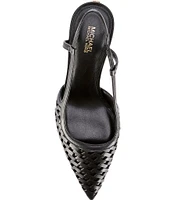 Michael Kors Alora Woven Leather Slingback Pumps