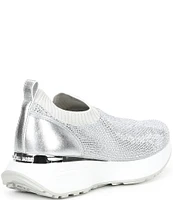 Michael Kors Ari Slip On Stretch Knit Stone Embellished Sneakers